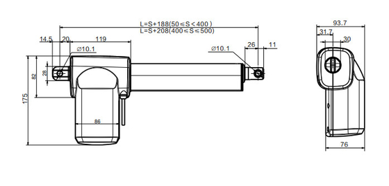 24VDC লিনিয়ার অ্যাকচুয়েটর কন্ট্রোলার IPX6W স্ট্রোক বৈদ্যুতিক হাসপাতালের বেডের জন্য চ্ছিক